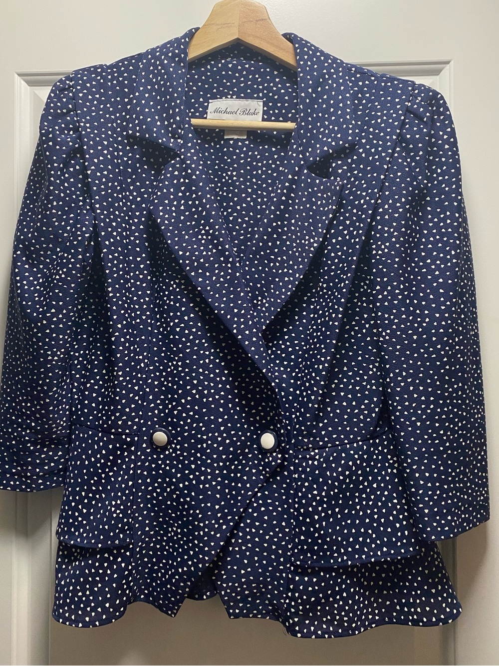 Vintage Polka Dot Double Breasted Peplum Blazer Michael Blake 10 / modern S